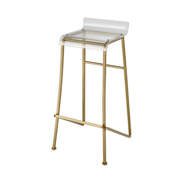 Hyperion Aged Gold and Clear Bar Stool, image 1