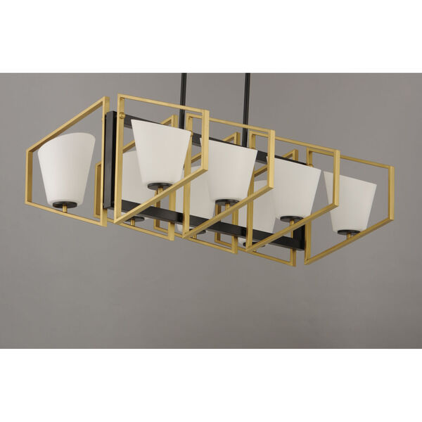 Oblique Gold and Black Eight-Light Linear Pendant, image 2
