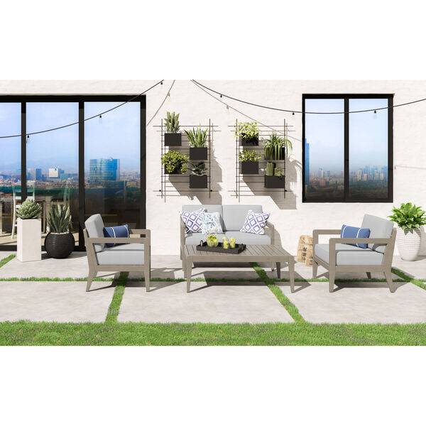 Sustain Rattan and White Outdoor Conversation Set, 4-Piece, image 2