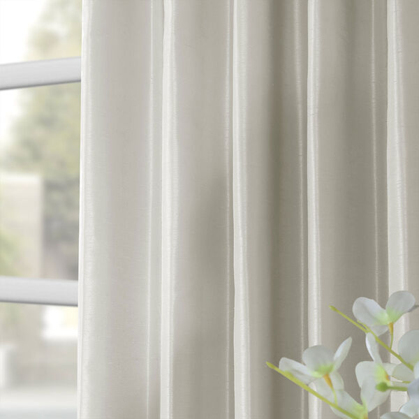 Mist Gray Vintage Textured Faux Dupioni Silk Single Curtain Panel 50 x 96, image 8