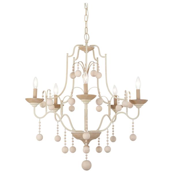 Colonial Charm White Wash Sun Dried Clay Chandelier, image 1