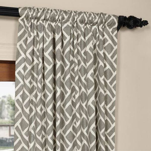 Martinique Grey 96 in. x 50 in. Printed Cotton Curtain Panel, image 3