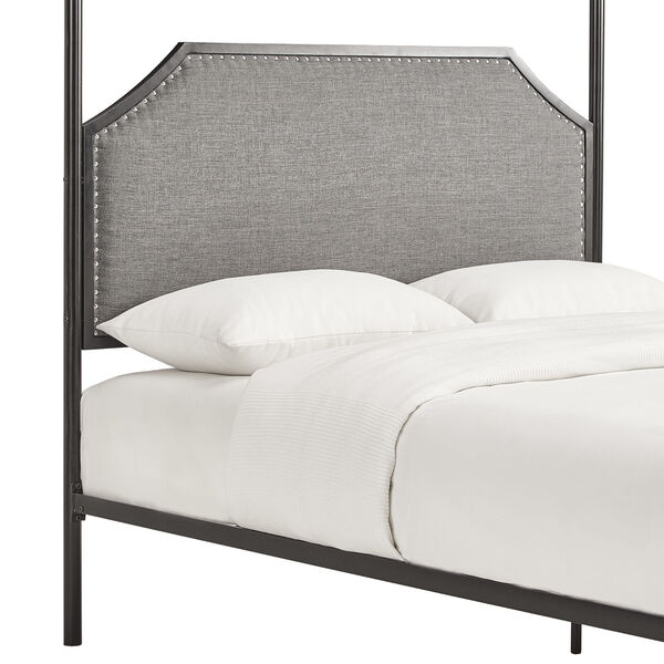 Mito Gray Upholstered Metal Canopy Queen Bed, image 4