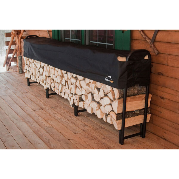 Black and Grey 12 Ft. Heavy Duty Firewood Rack with Cover, image 2