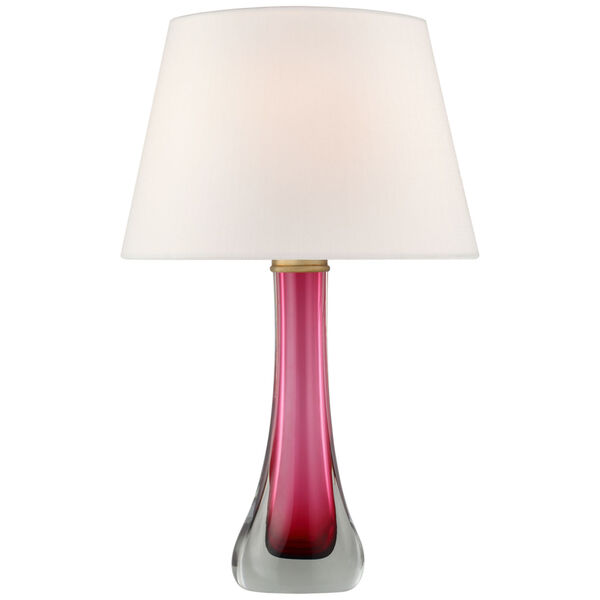 Christa Large Table Lamp in Cerise with Linen Shade by Julie Neill, image 1