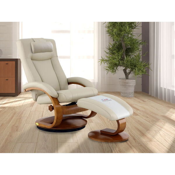 Selby Beige Leather Manual Recliner, image 1