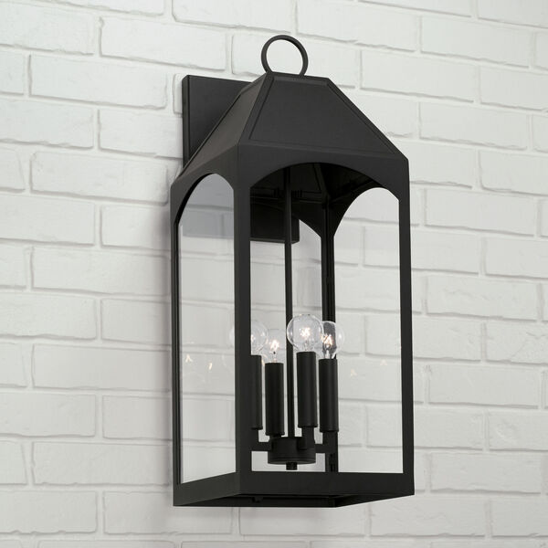 Burton Black Outdoor Four-Light Wall Lantern with Clear Glass, image 4