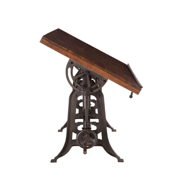 Artezia Walnut and Antique Zinc Drafting Desk, image 4