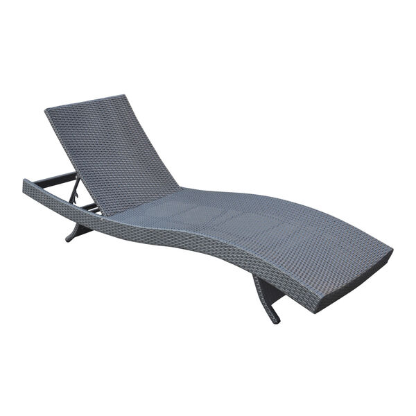 Cabana Black Outdoor Adjustable Wicker Chaise Lounge Chair, image 1