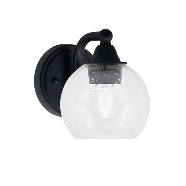 Paramount Matte Black One-Light Wall Sconce with Six-Inch Dome Clear Bubble Glass, image 1