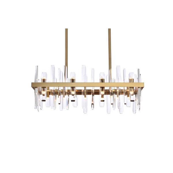 Serena Satin Gold and Clear 30-Inch Rectangle Chandelier, image 3