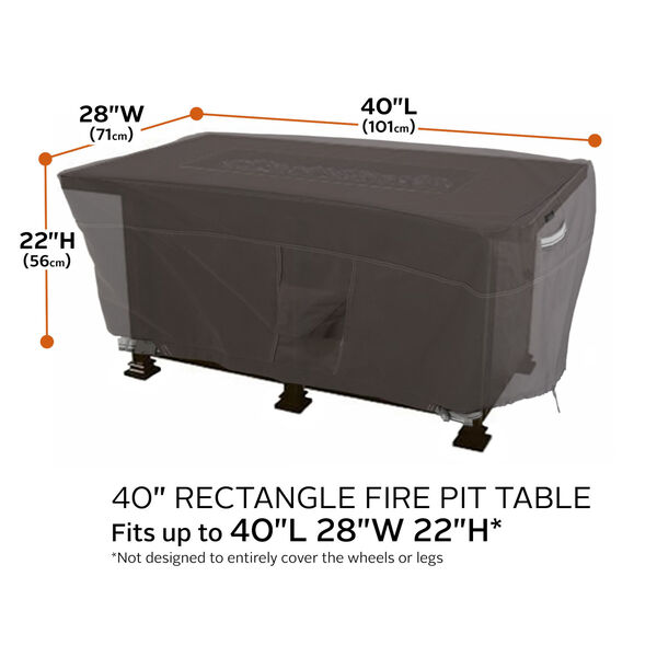 Maple Dark Taupe 40-Inch Rectangular Fire Pit Table Cover, image 4