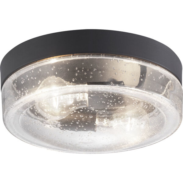 Weldon Black Two-Light Outdoor Flush Mount With Transparent Seeded Glass, image 1