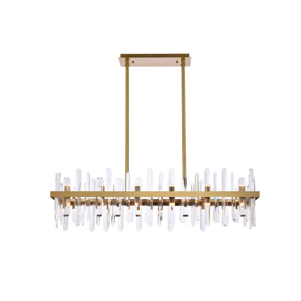 Serena Satin Gold and Clear 42-Inch Rectangle Chandelier, image 1