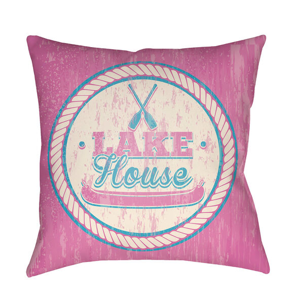 Litchfield Lake Fuchsia and Aqua 18 x 18 In. Pillow with Poly Fill, image 1