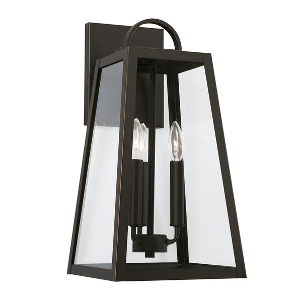 Leighton Oiled Bronze Three-Light Outdoor Wall Lantern with Clear Glass, image 1