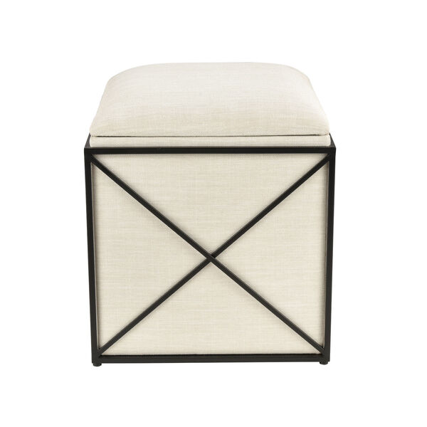 Axel Beige and Off White Ottoman, image 1