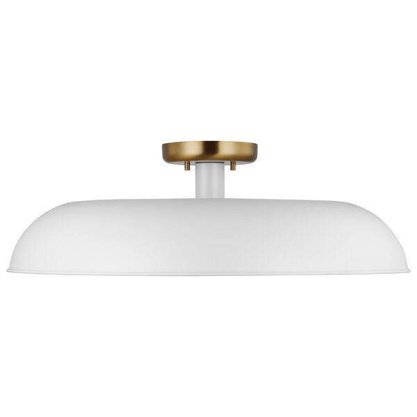 Colony Matte White and Burnished Brass 24-Inch One-Light Semi Flush Mount, image 3