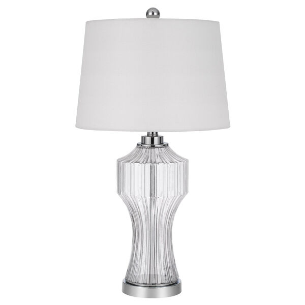 Reston Brushed Steel and Clear One-Light Table Lamp, image 1