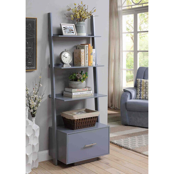 American Heritage Gray 16-Inch Bookcase with File Drawer, image 5