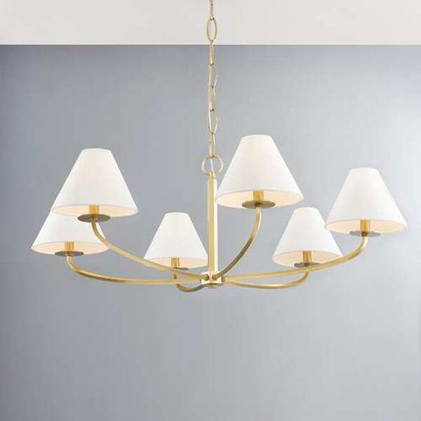 Stacey Aged Brass Six-Light Chandelier, image 2