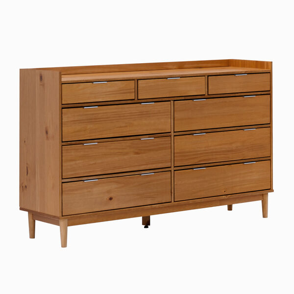 Caramel Solid Wood Nine-Drawer Dresser, image 4