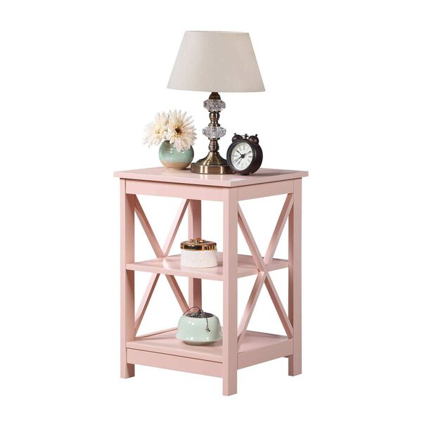 Oxford Blush Pink End Table with Shelves, image 1