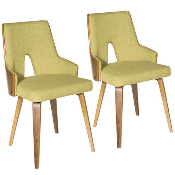 Stella Walnut and Green Dining Chair, Set of 2, image 1