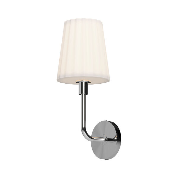 Plisse Chrome One-Light Wall Sconce with Opal Glass, image 1