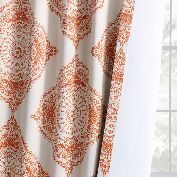 Henna Orange and Beige Patterned Blackout Single Curtain Panel 50 x 108, image 8