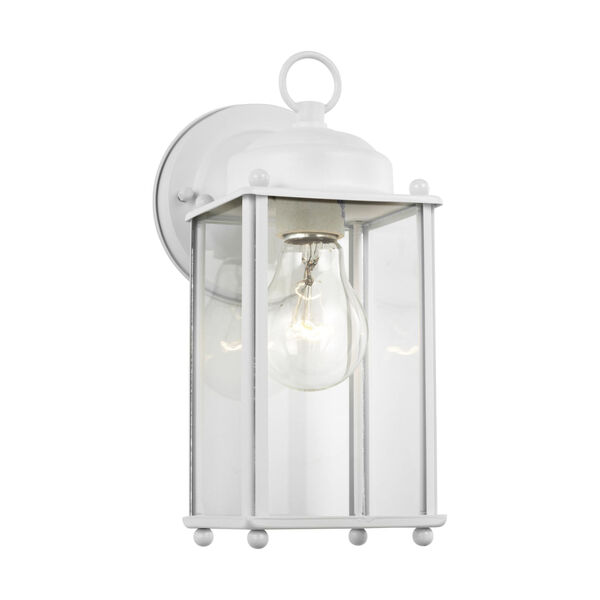 New Castle White One-Light Outdoor Wall Sconce with Clear Shade, image 2