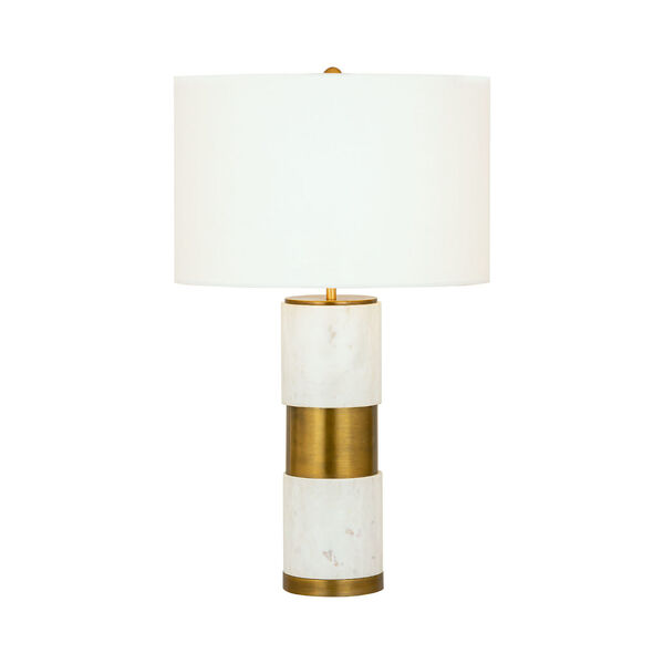 Jansen White Marble and Aged Brass One-Light Table Lamp, image 1
