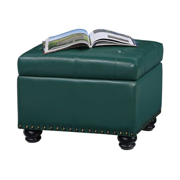 Designs 4 Comfort Forest Green Faux Leather 5th Avenue Storage Ottoman, image 3