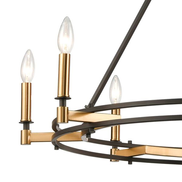 Talia Oil Rubbed Bronze and Satin Brass Eight-Light Chandelier, image 3