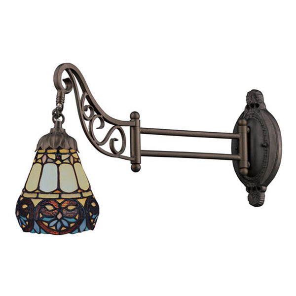 Floral Heart Mix-N-Match Tiffany Bronze One Light Swingarm Lamp, image 1