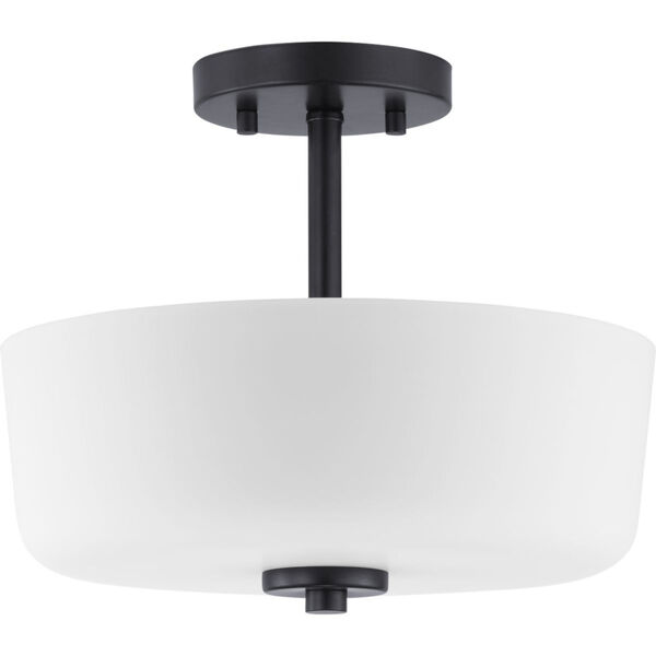 Tobin Black Two-Light Semi-Flush With Etched White Glass, image 1