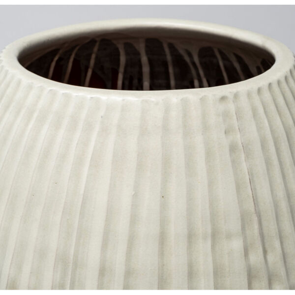 Reyan Pearl White Ceramic Striped Vase, image 6