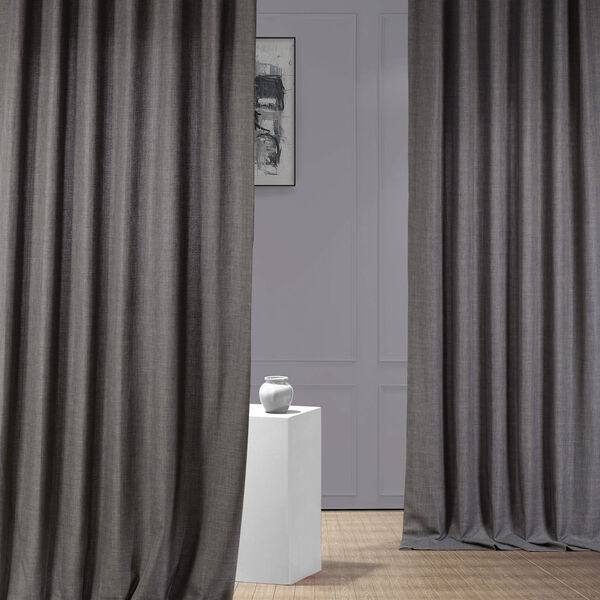 Italian Faux Linen Anchor Gray 50 in W x 108 in H Single Panel Curtain, image 1