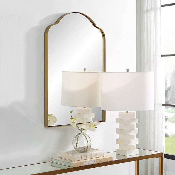Sidney Brushed Brass Arch Wall Mirror, image 4