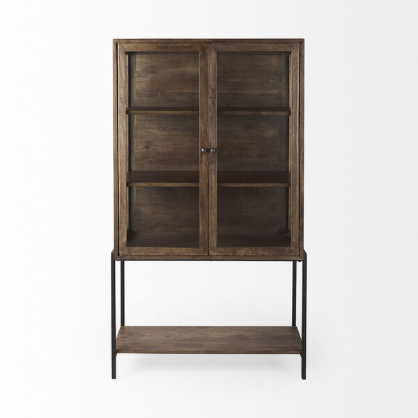 Arelius Medium Brown and Black Display Cabinet, image 2