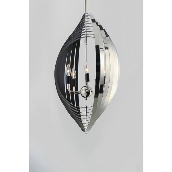 Radial Polished Nickel and Black 31-Inch Five-Light Pendant, image 2