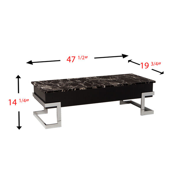 Torina Lift Top Multifunctional Cocktail Table - Faux Marble, image 4