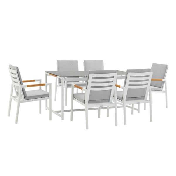 Crown White Seven-Piece Outdoor Dining Set, image 1