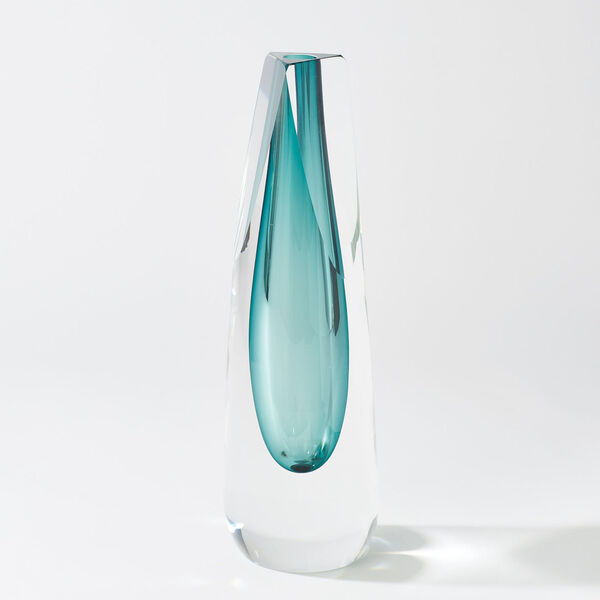 Studio A Home Azure Triangle Cut Glass Vase, image 1