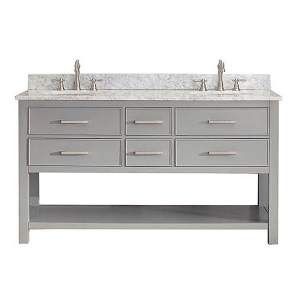 Brooks Chilled Gray 60-Inch Vanity Combo with Carrera White Marble Top, image 1