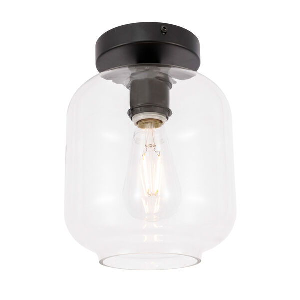 Collier Black Seven-Inch One-Light Flush Mount with Clear Glass, image 6