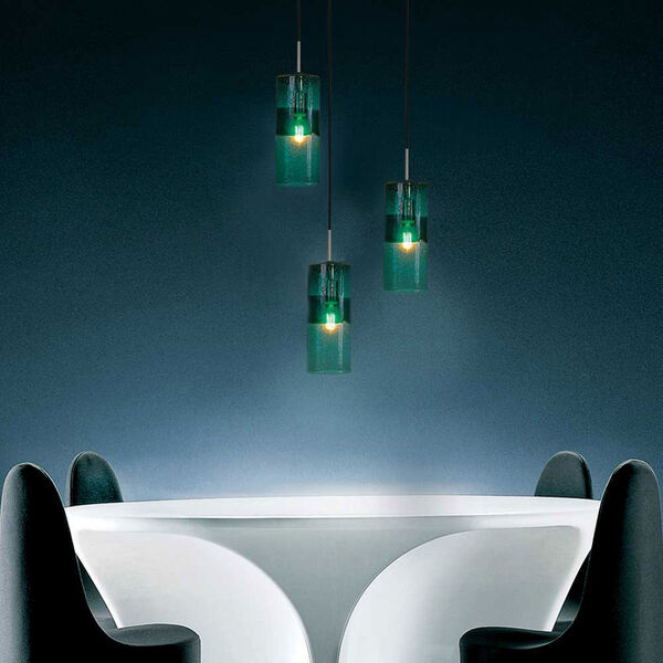 Envisage VI Brushed Nickel One-Light Cylinder Mini Pendant with Teal Shade, image 3