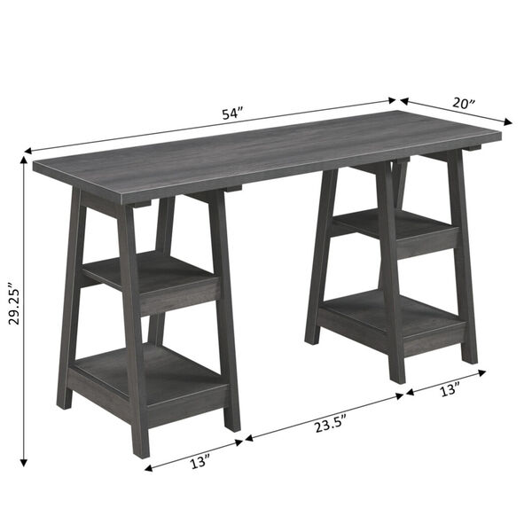 Designs2Go Charcoal Gray Double Trestle Desk, image 5