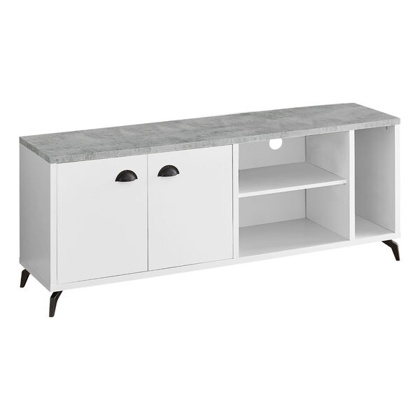 White and Black Two-Door TV Stand with Storage, image 1