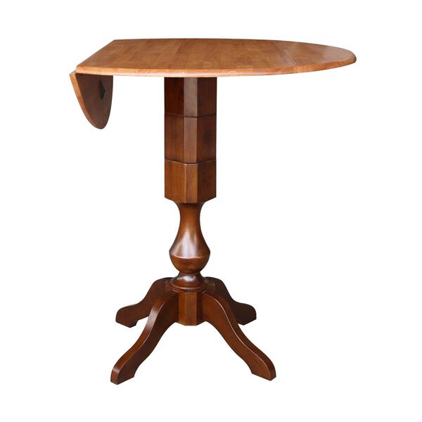 Cinnamon and Espresso 42-Inch High Round Pedestal Dual Drop Leaf Table, image 2